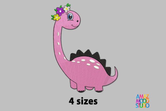Cute Dinosaur Girl with Flowers: Embroidery Review