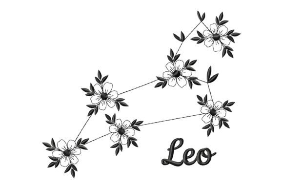 Floral Constellation Zodiac Sign Leo