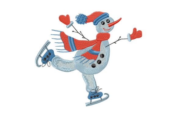 Funny Snowman Skater: Cheerful Holiday Embroidery