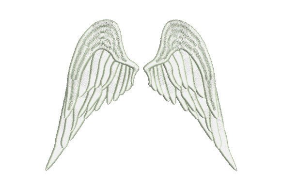White Angel Wings: Elegant Holiday Embroidery Design